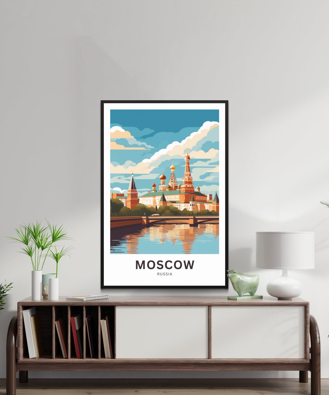 Moscow Russia Historic Red Square Onion Domes River Travel Poster - Image 2