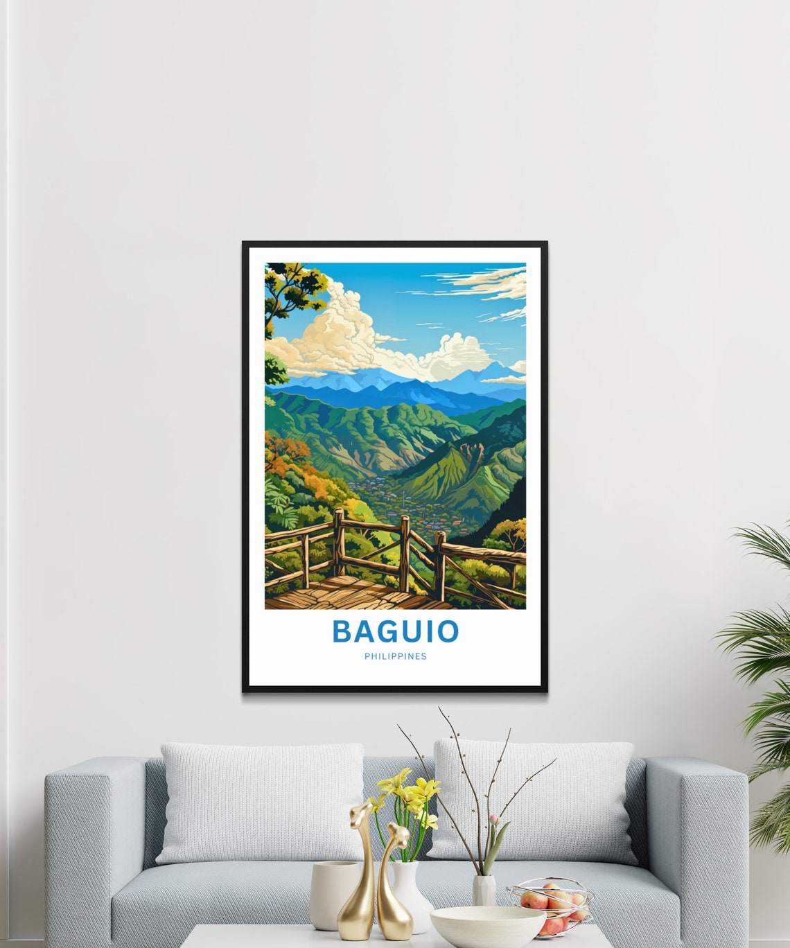 Baguio Philippines Mountain Overlook Wooden Deck Travel Poster - Image 3