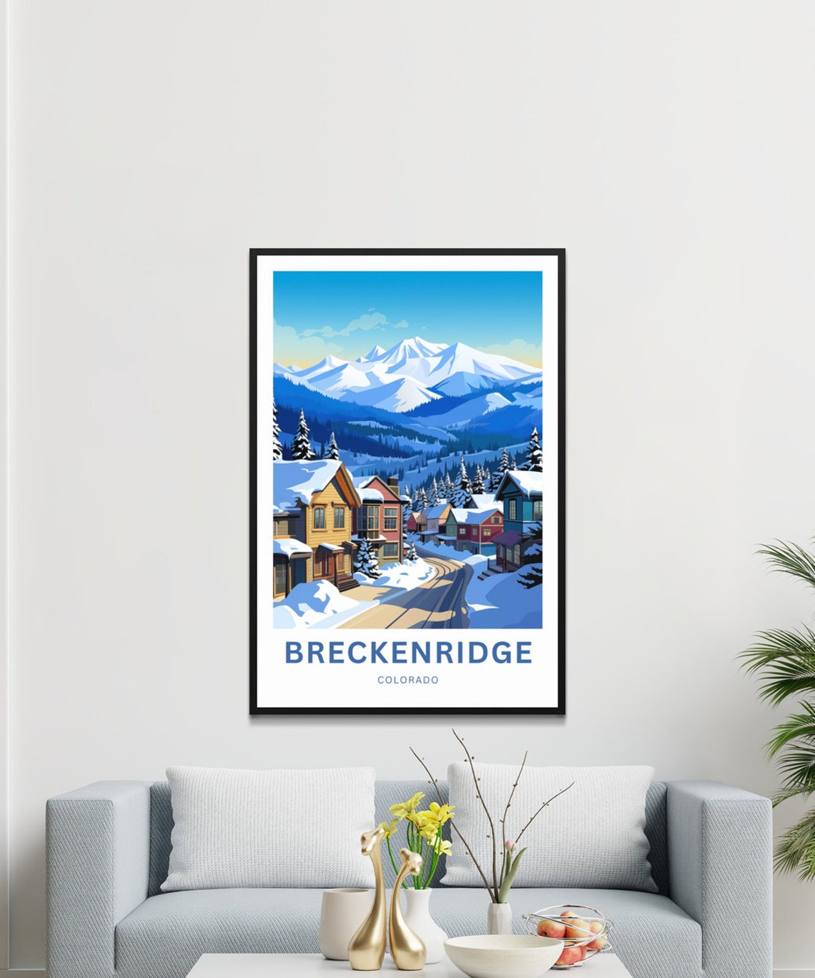Breckenridge Colorado Snowy Mountain Street Custom Text Poster - Image 3