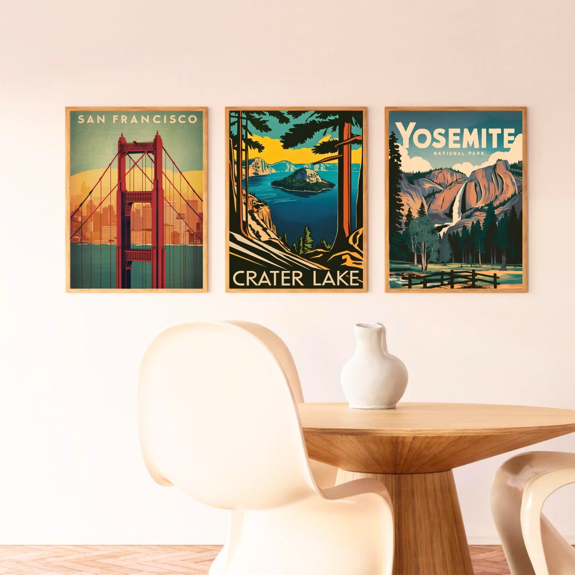 Crater Lake Oregon Vintage Pines Wizard Island Lakeside Poster - Image 2