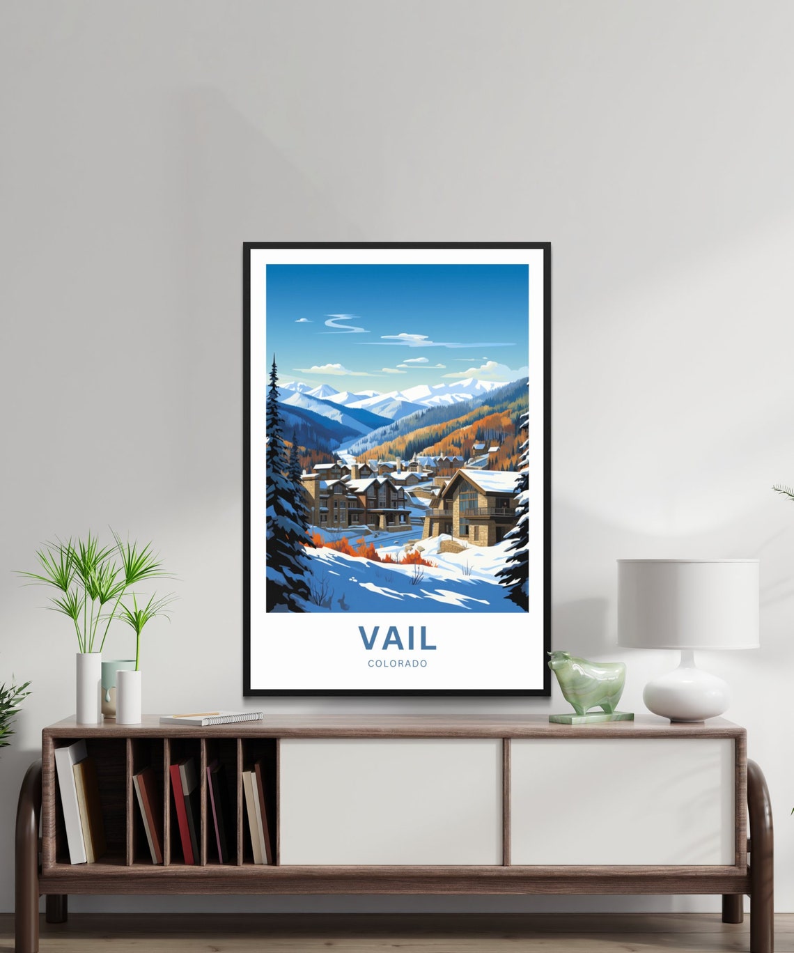 Vail Colorado Mountain Village Snowy Autumn Hills Travel Poster - Image 2
