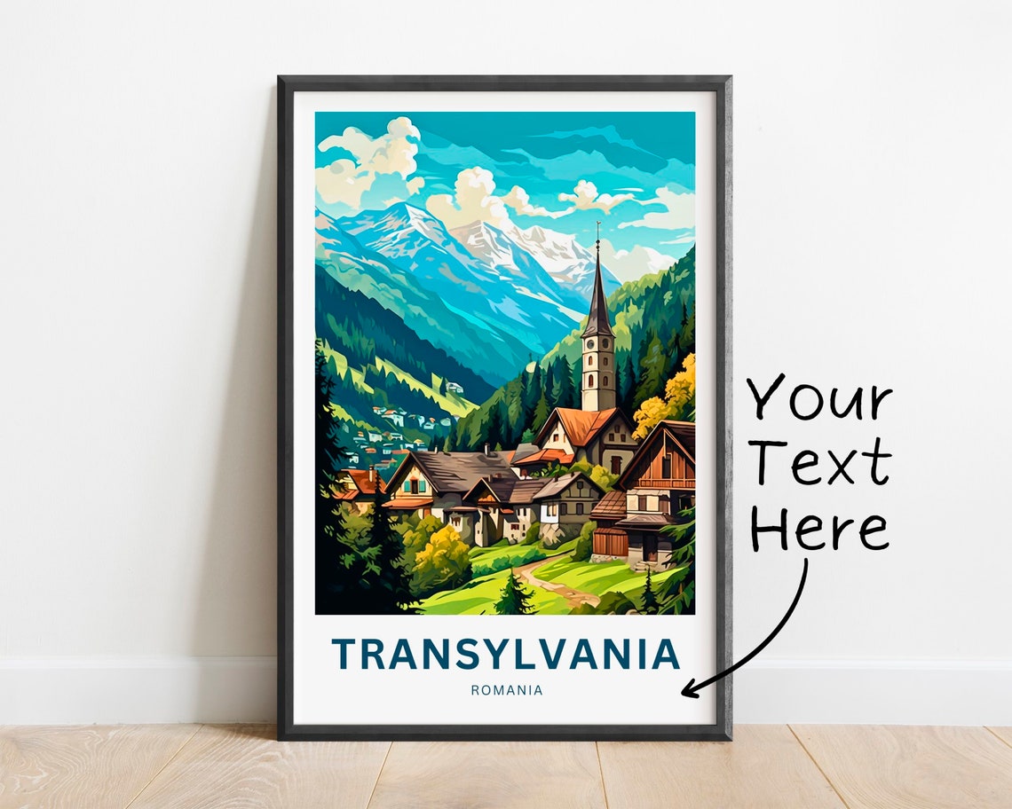 Personalized Transylvania Romania Village Custom Text Poster