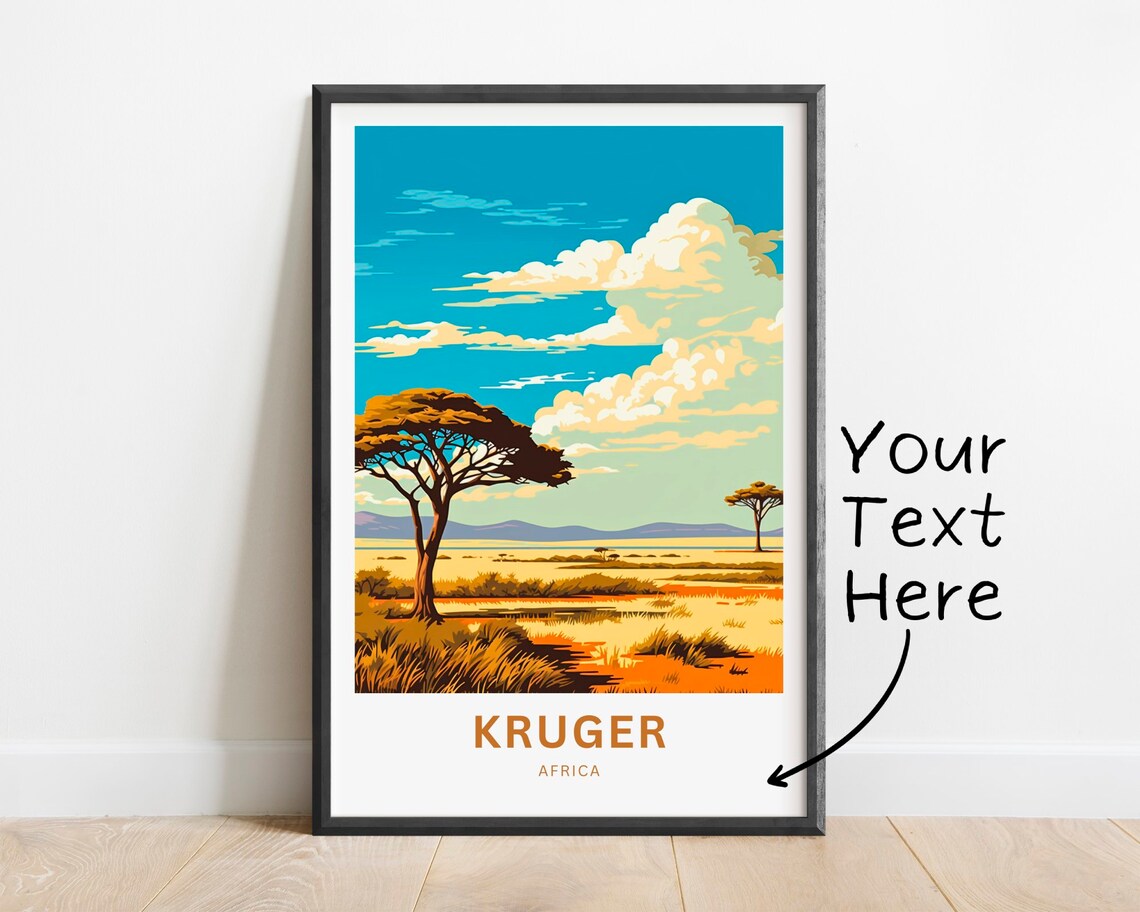 Kruger Africa Personalized Sunset Savanna Acacia Travel Poster