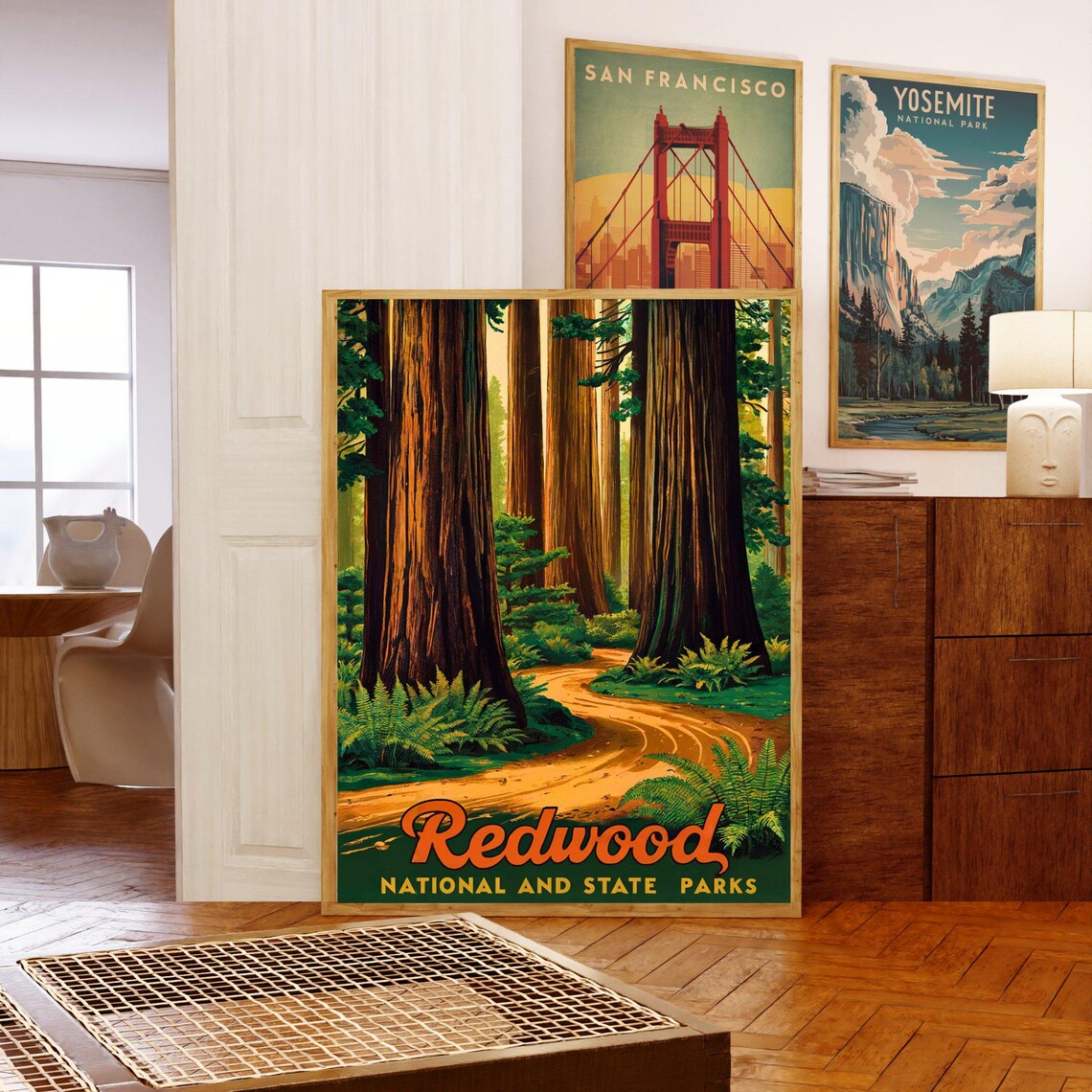 Redwood National and State Parks Giant Forest Trail Vintage Travel Poster - Image 5