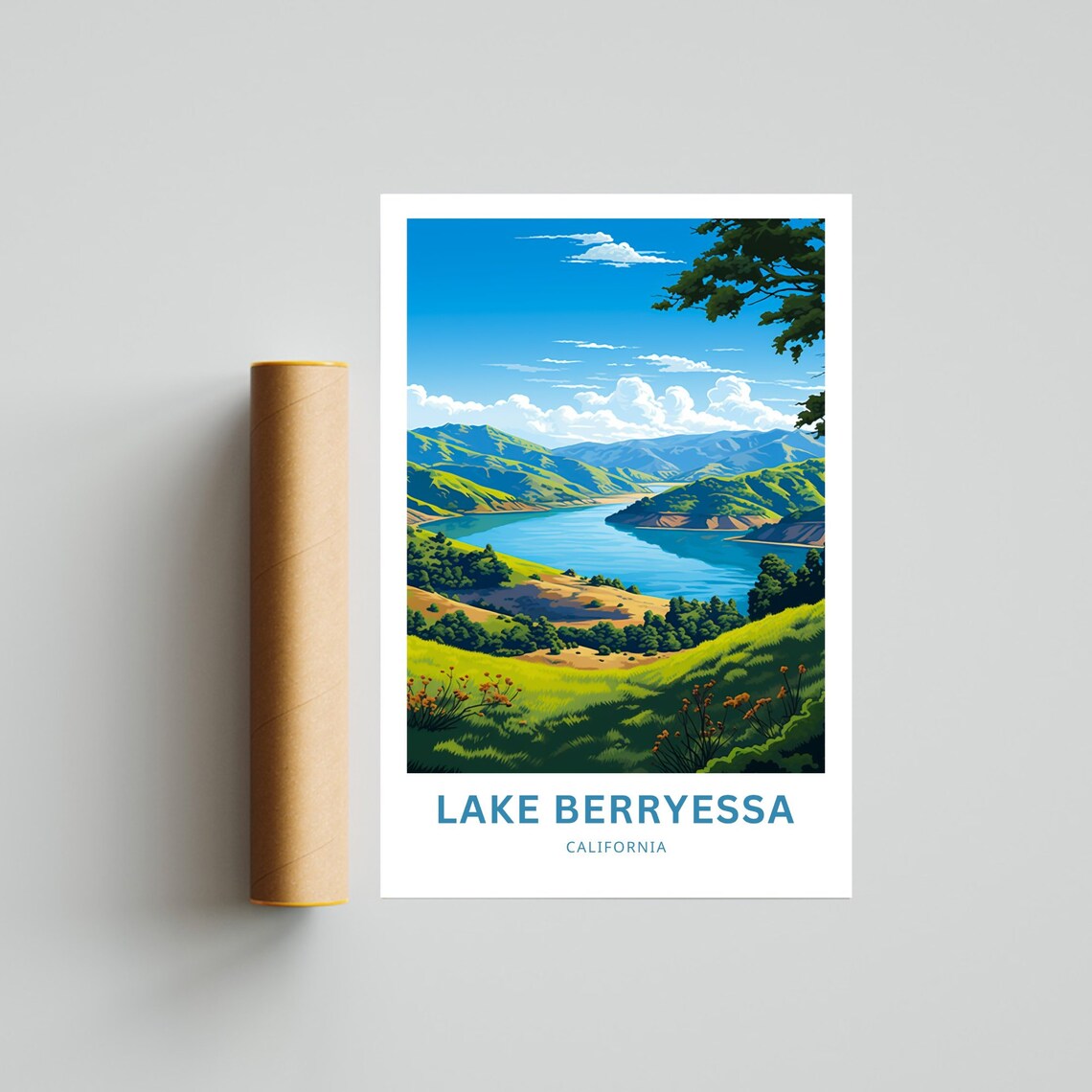Personalized Lake Berryessa California Lake Travel Poster Gift - Image 4