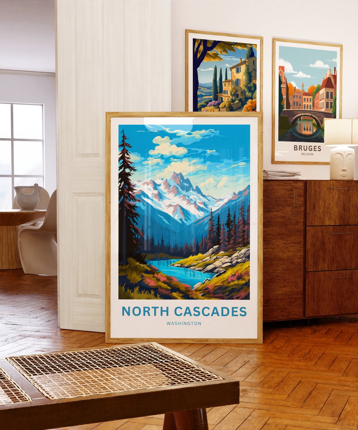 Personalized North Cascades Washington Snowy Peaks Lake Scene Poster - Image 5