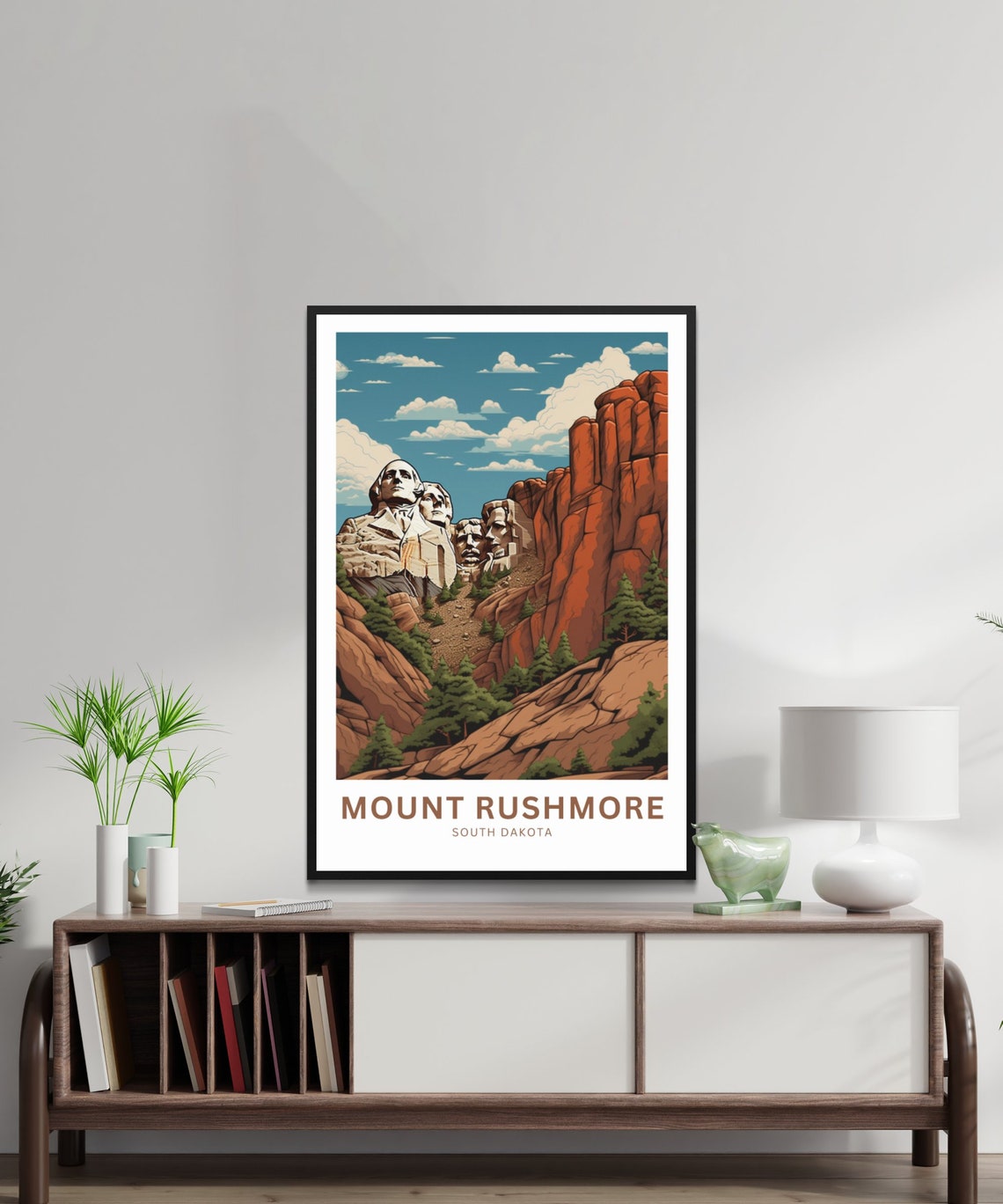 Mount Rushmore South Dakota Red Rock Personalized Travel Poster - Image 2