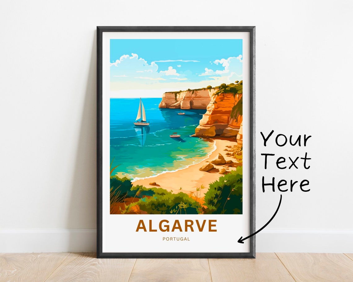 Personalized Algarve Portugal Golden Cliff Beach Coastal Poster