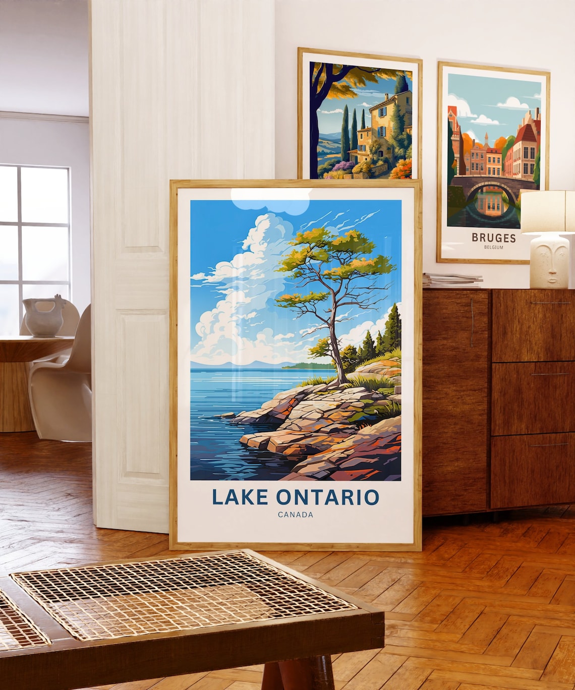 Lake Ontario Canada Rocky Shore Lone Pine Scenic Travel Poster - Image 3