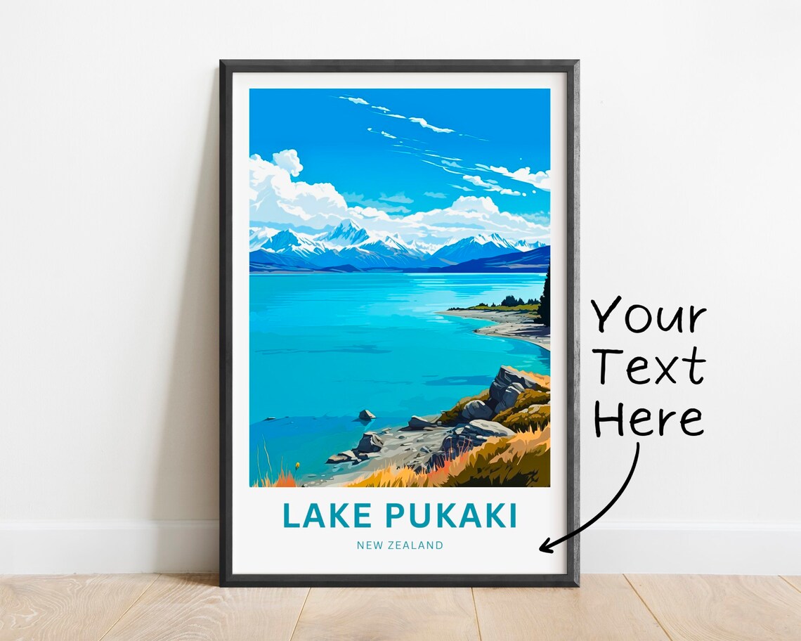 Personalized Lake Pukaki New Zealand Turquoise Lake Travel Poster