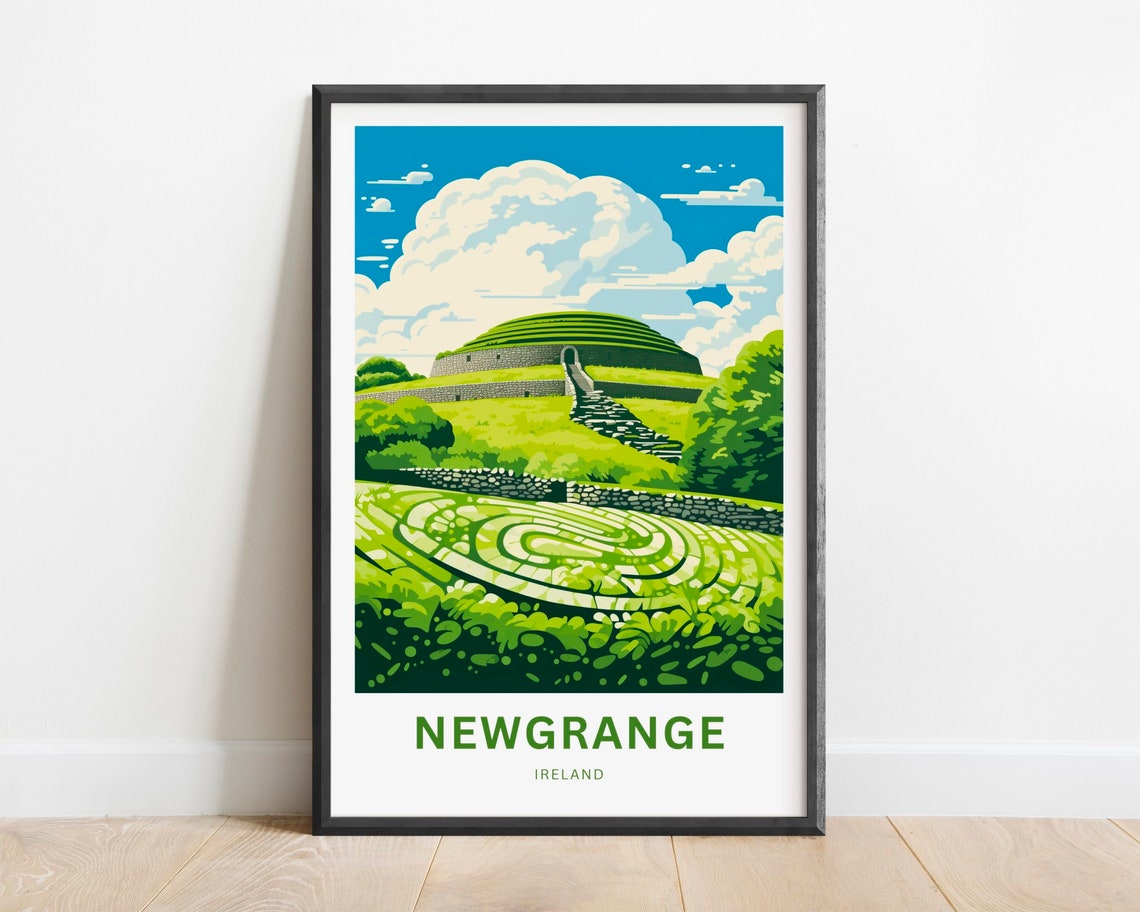 Newgrange Ireland Ancient Passage Tomb Spiral Mound Travel Poster