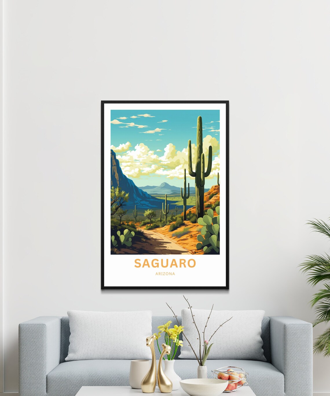Saguaro Arizona Scenic Desert Canyon Valley Cactus Trail Travel Poster - Image 3