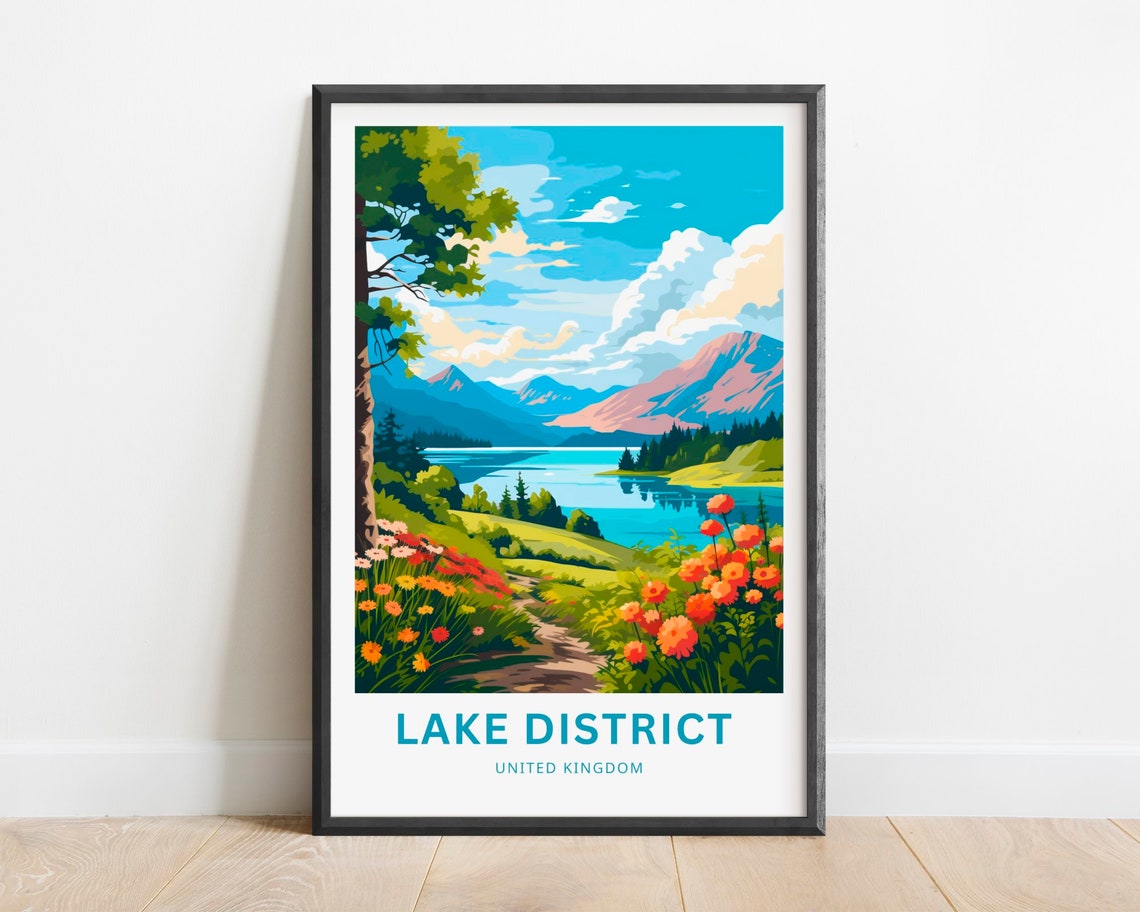 Lake District United Kingdom Lake Mountain Wildflower Poster