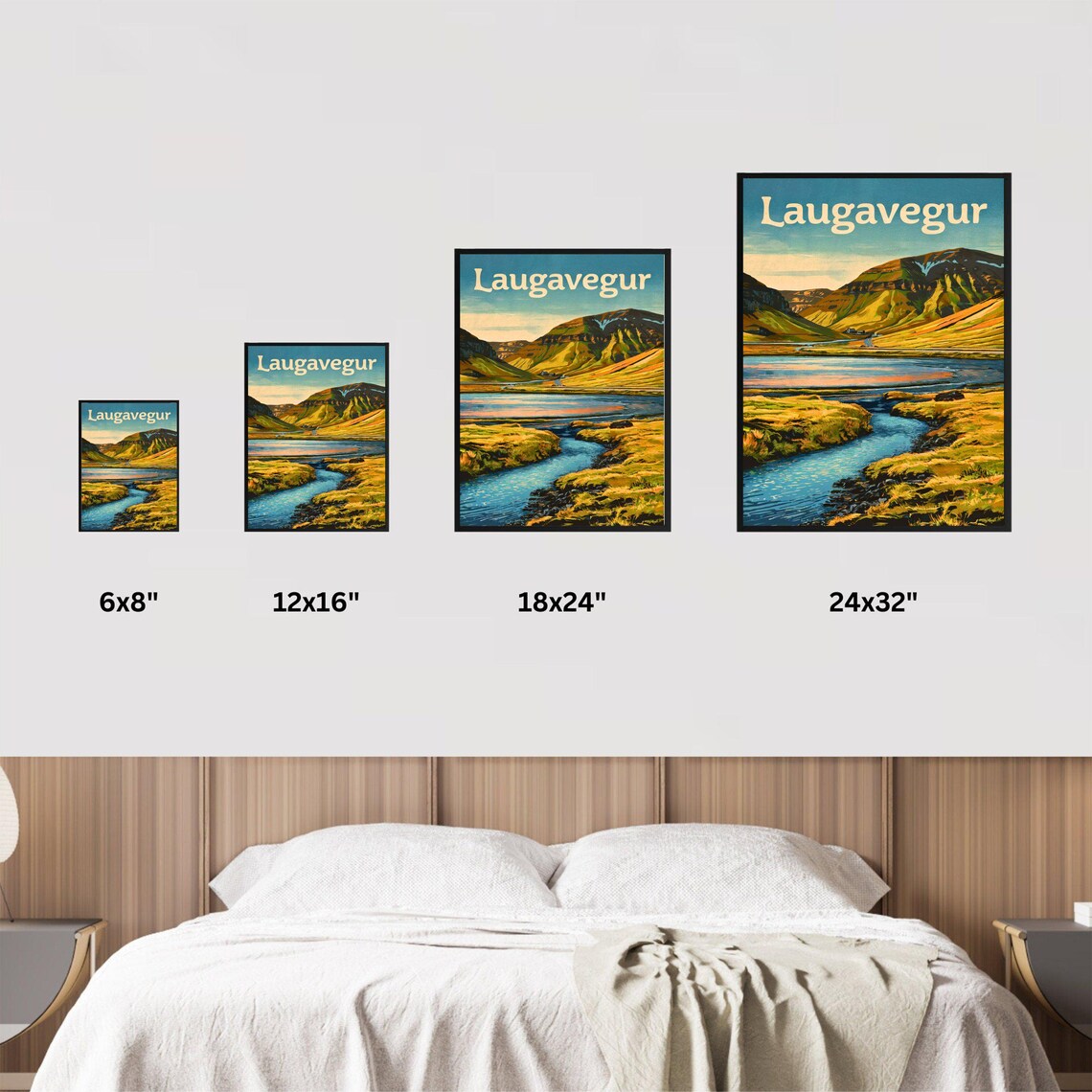 Laugavegur Iceland Golden Valley River Vintage Travel Poster - Image 3