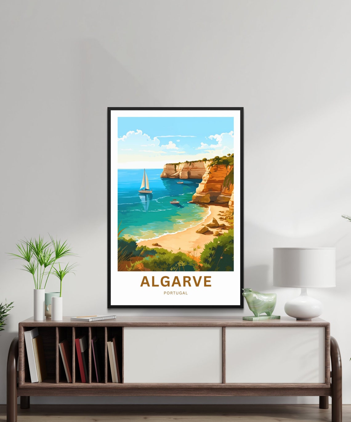 Algarve Portugal Golden Cliff Beach Sailing Boat Coastal Poster - Image 2