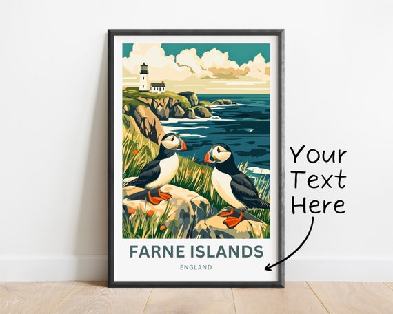 Personalized Farne Islands Travel Poster, Northumberland