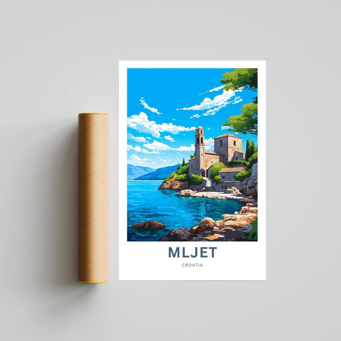 Personalized Mljet Croatia Island Church Coast Travel Poster - Image 4