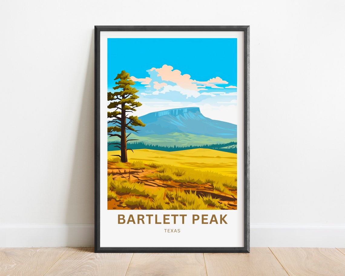 Bartlett Peak Texas Pine Mesa Grassland Vintage Travel Poster