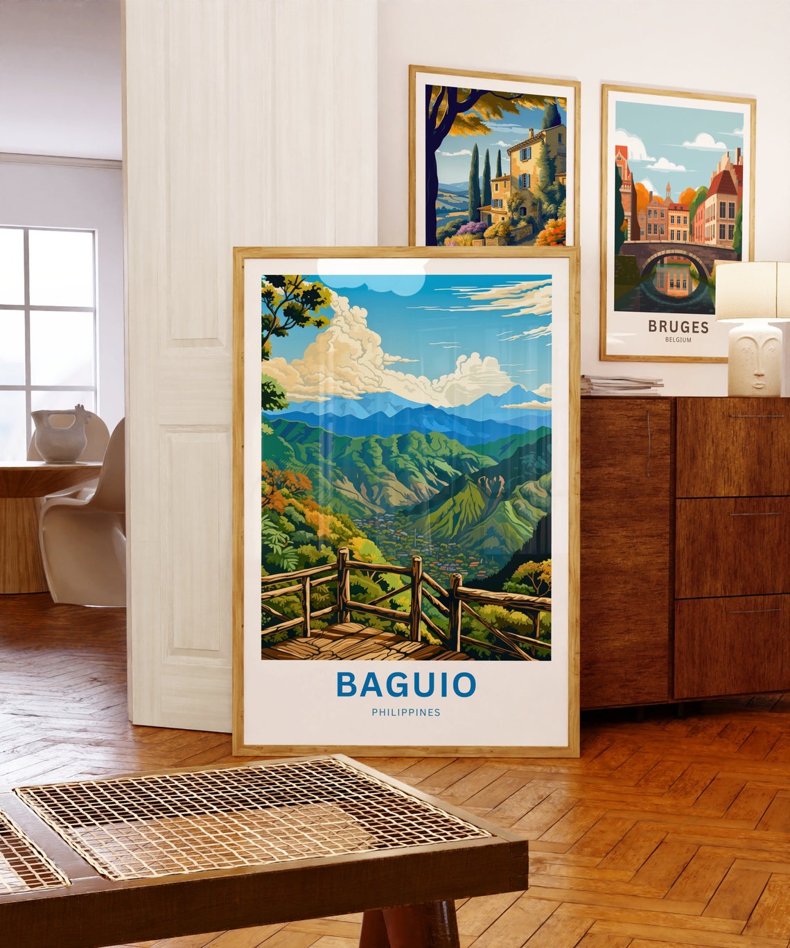 Baguio Philippines Mountain Overlook Wooden Deck Travel Poster - Image 5