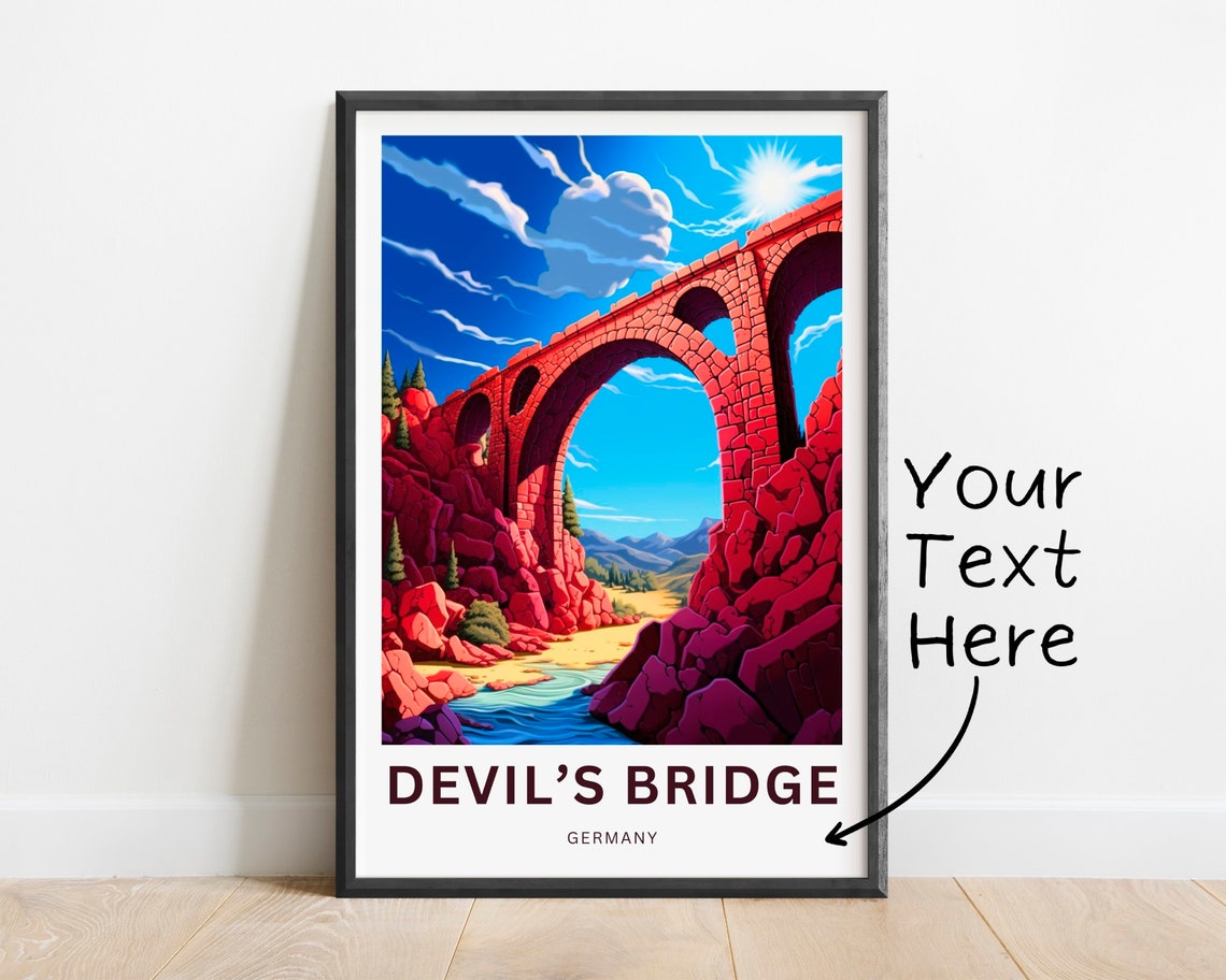 Personalized Devil's Bridge Germany Red Rock Aqueduct Travel Poster