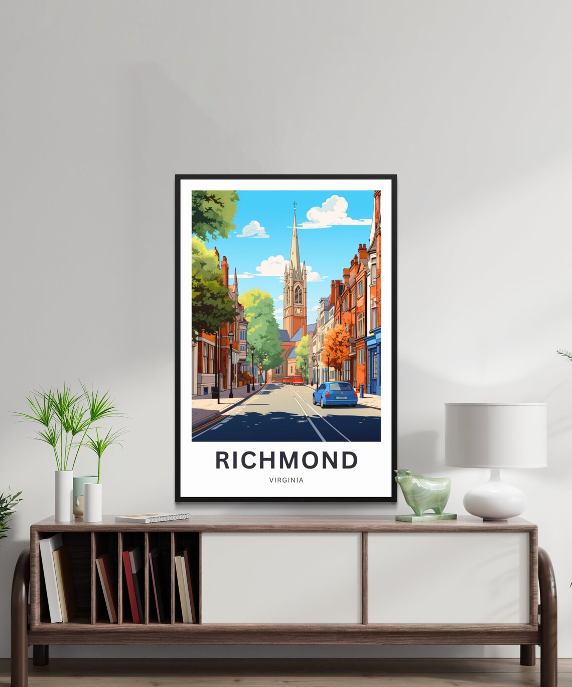 Richmond Virginia Church Spire Historic Street Scene Travel Poster - Image 2