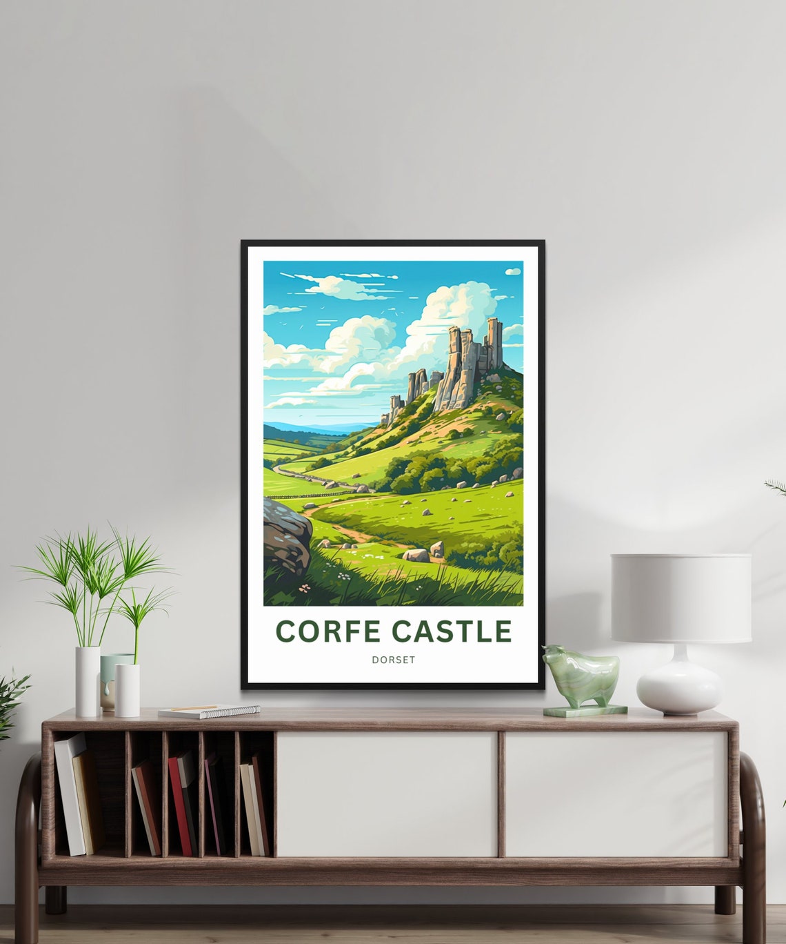 Corfe Castle Dorset Ancient Castle Ruins Green Hilltop Poster - Image 2