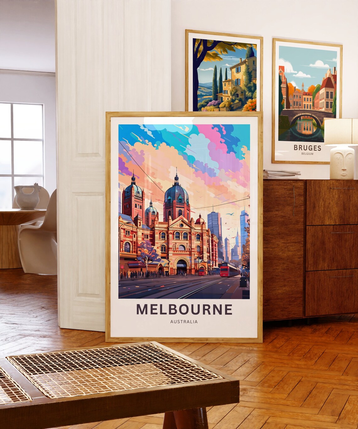 Melbourne Australia Flinders Street Customizable City Travel Poster - Image 5