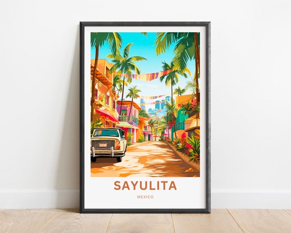 Sayulita Travel Print Sayulita Poster Mexico Wall Art Framed Present Gift Mexico Present