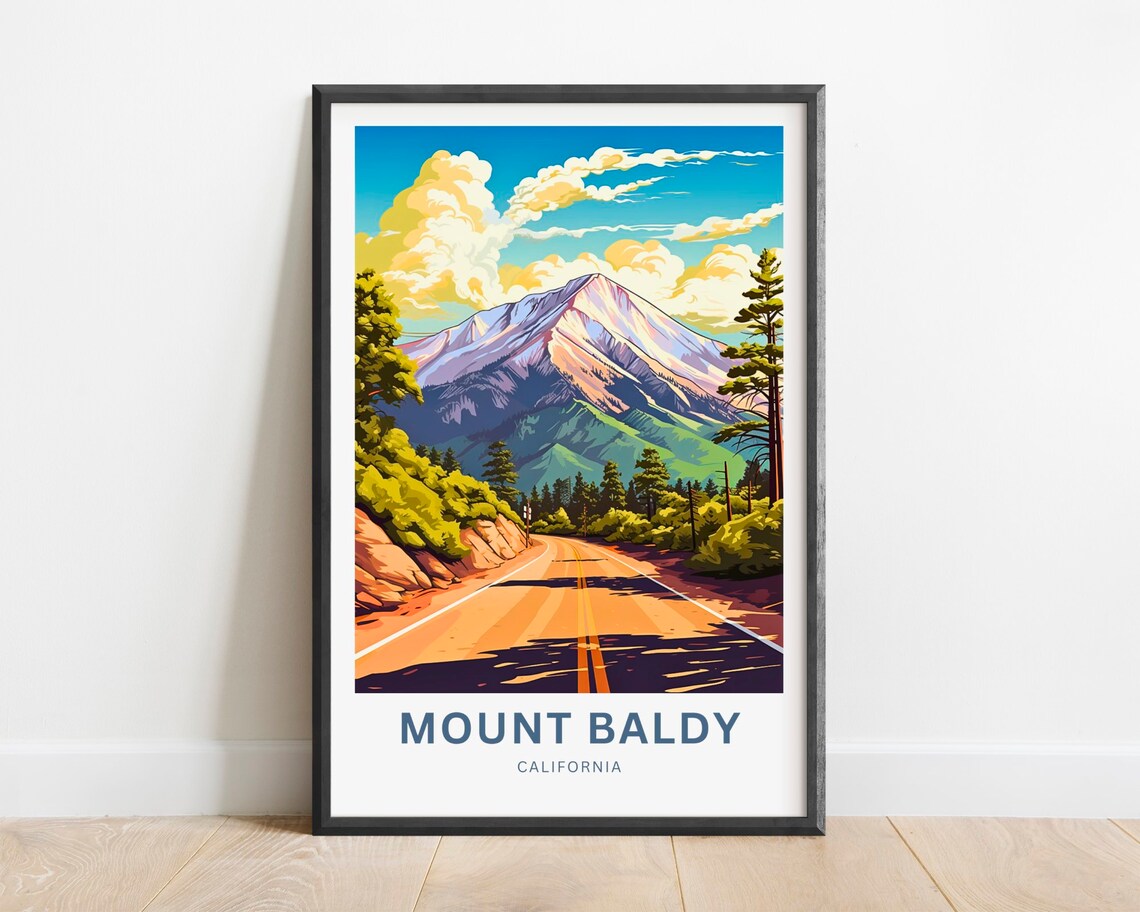 Mount Baldy California Snowy Peak Forest Road Golden Sunlit Poster