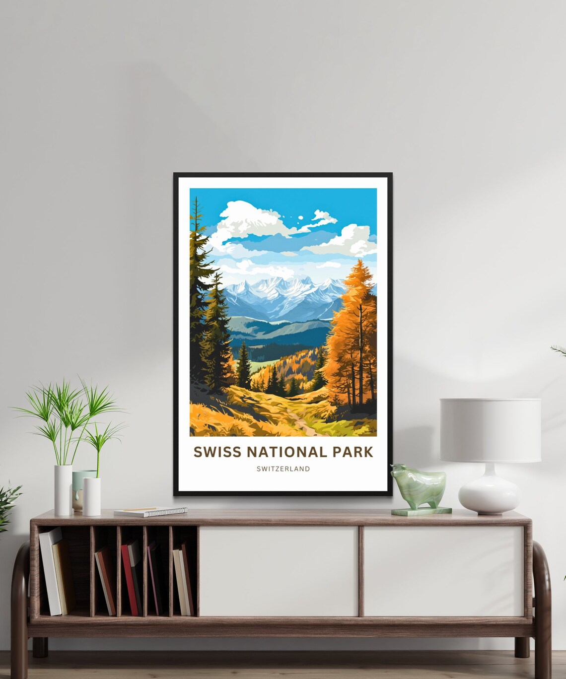 Swiss National Park Autumn Larch Forest Mountain Scene Poster - Image 4