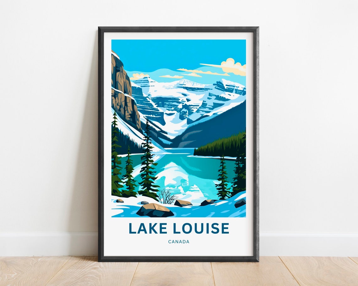 Lake Louise Alberta Canada Beautiful Mountain Lake View Poster
