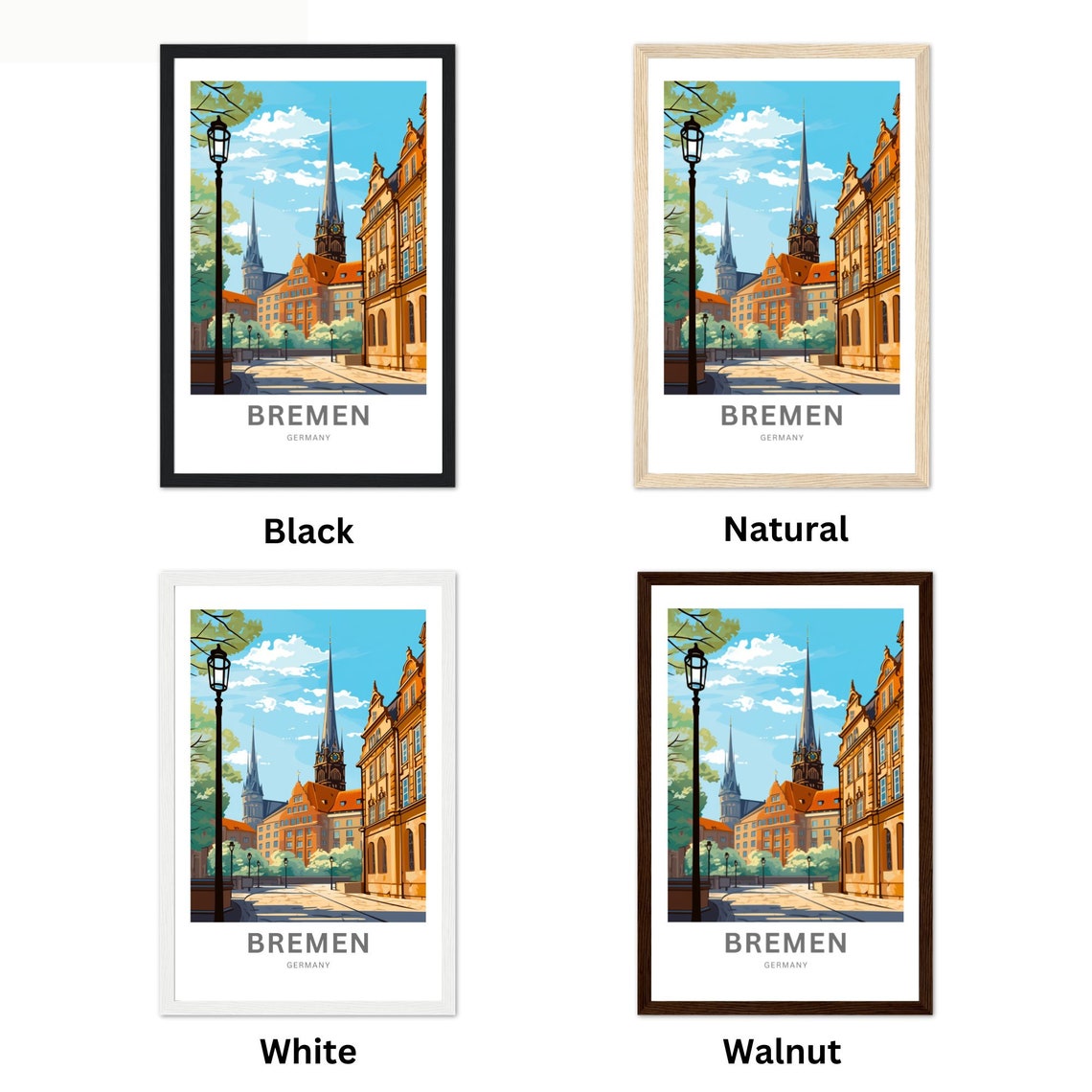 Bremen Germany Customizable Cathedral Spires Travel Poster Artwork - Image 2