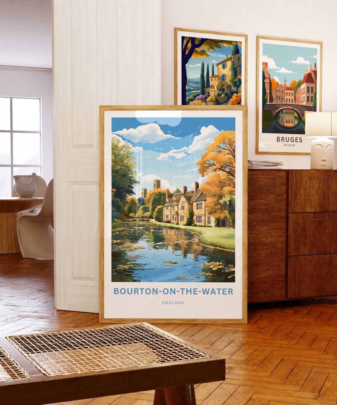 Bourton on the Water Cotswolds River Scene Travel Poster England Decor - Image 5