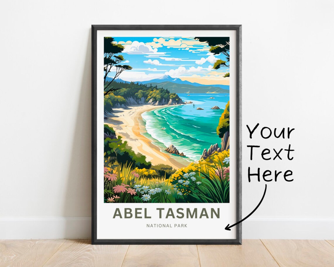 Personalized Abel Tasman Park Travel Poster, New Zealand