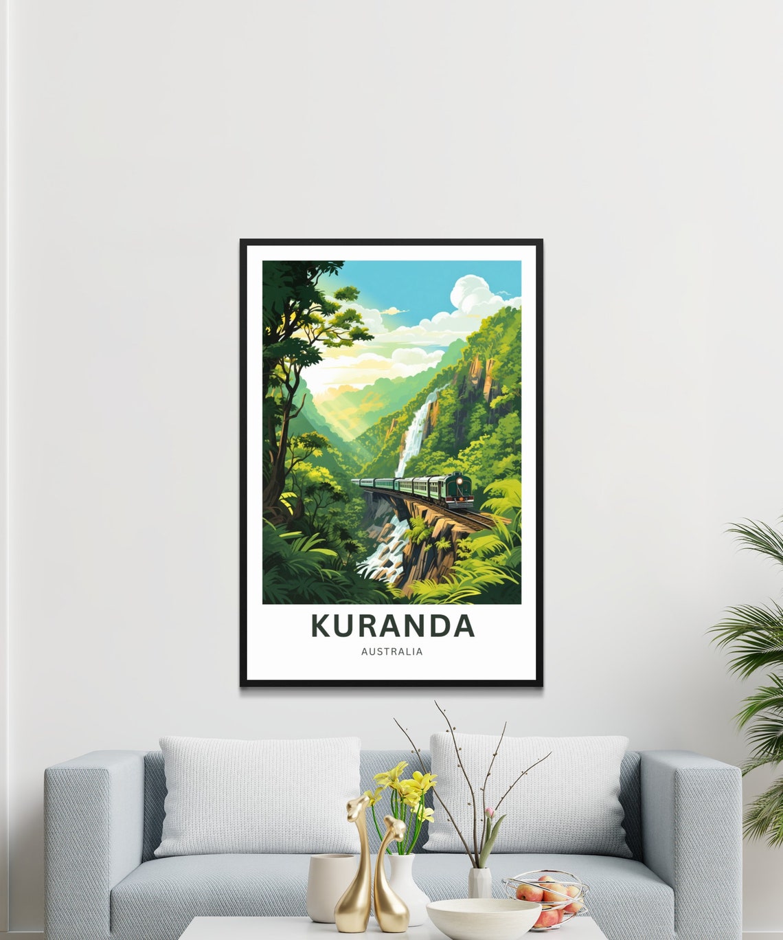 Kuranda Australia Train Bridge Waterfall Vintage Travel Poster Gift - Image 4