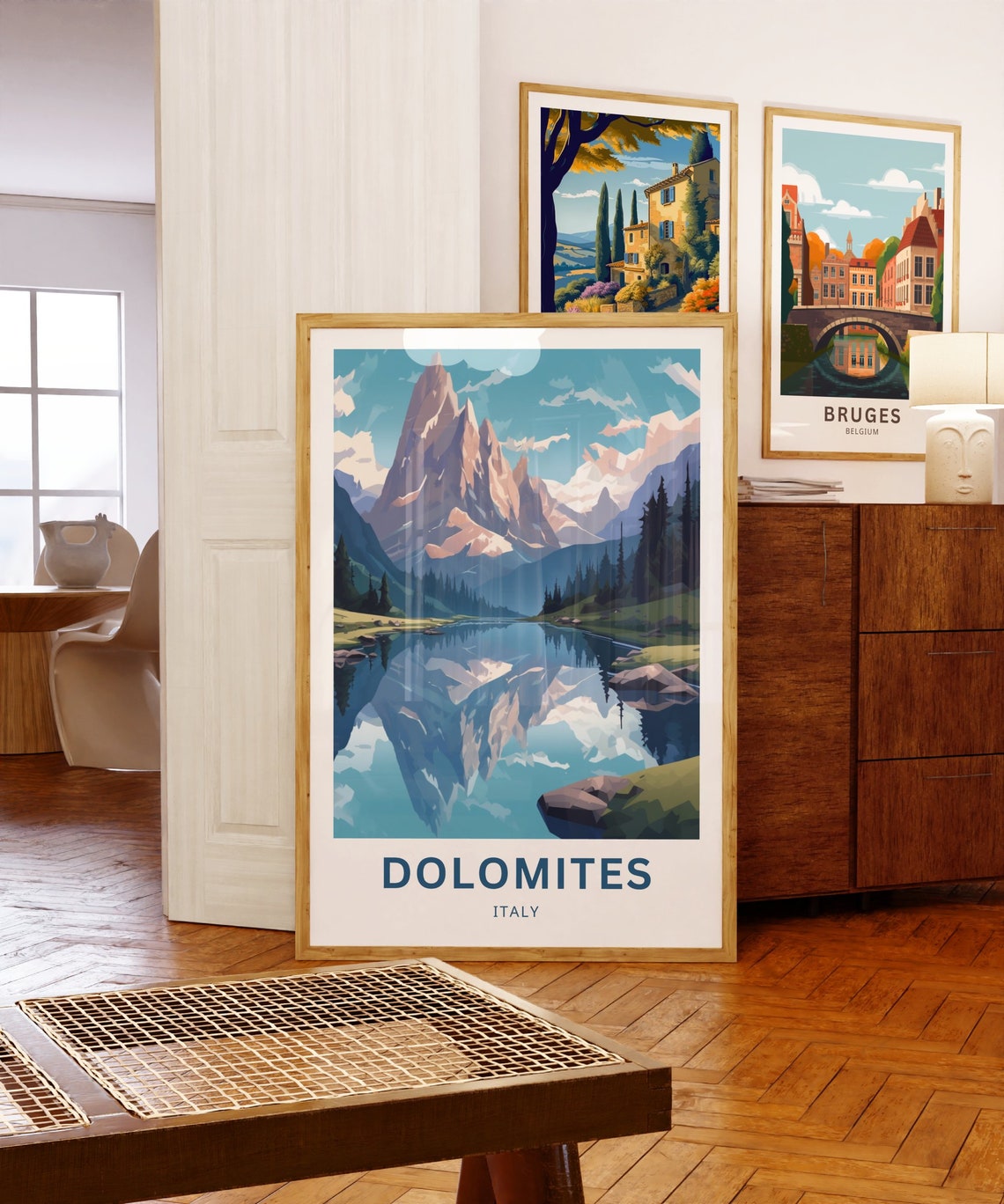 Dolomites Italy Jagged Mountain Peak Lake Reflection Alpine Poster - Image 5