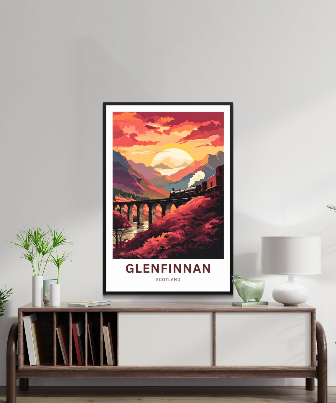 Glenfinnan Viaduct Scotland Sunset Mountain Landscape Poster - Image 2
