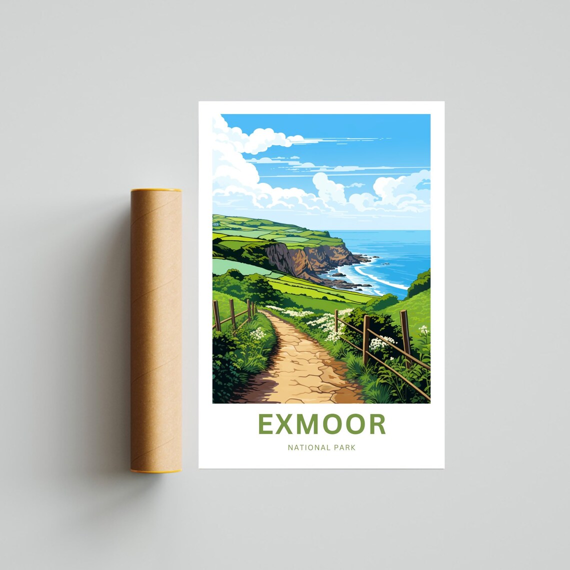 Exmoor National Park Green Coastal Footpath Cliff Sea View Poster - Image 4