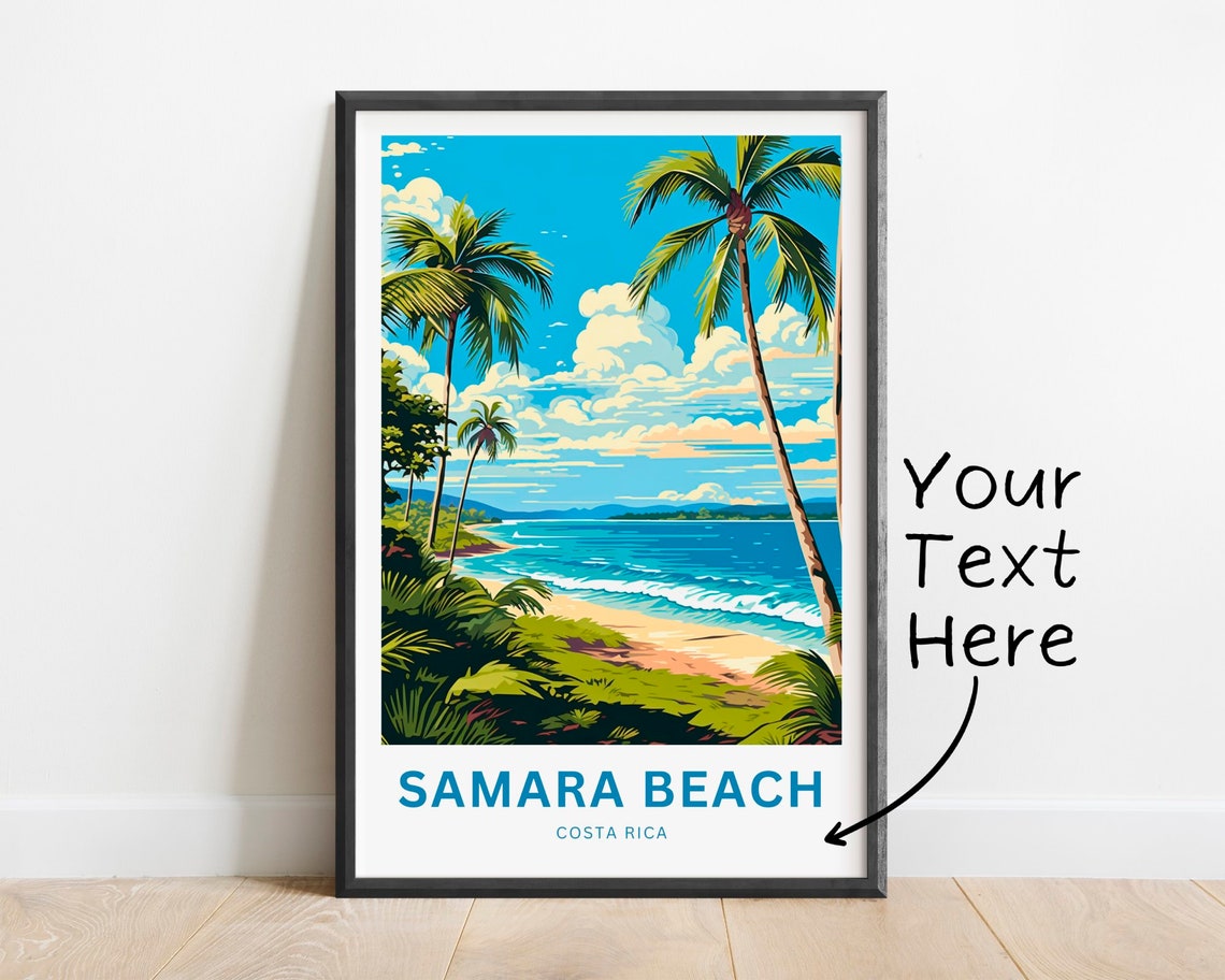 Samara Beach Costa Rica Palm Beach Personalized Travel Poster