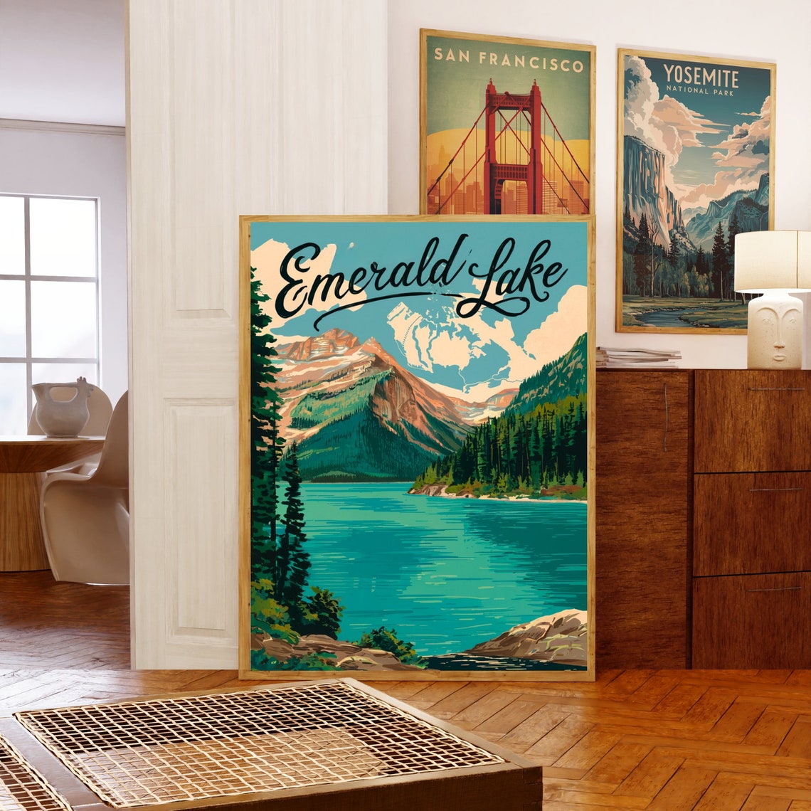 Emerald Lake Canada Vintage Script Lettering Mountain Poster - Image 5