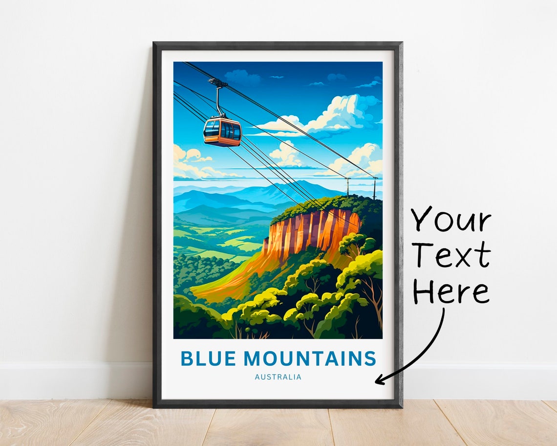 Blue Mountains Australia Scenic Cableway Cliffs Custom Text Poster
