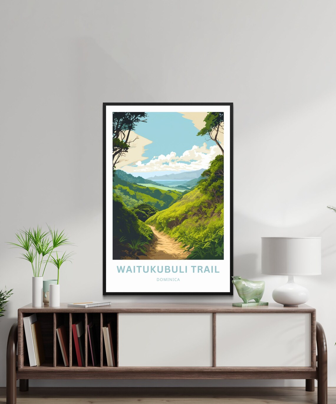 Waitukubuli Trail Dominica Vintage Travel Poster with Lush Green Valley Path - Image 2
