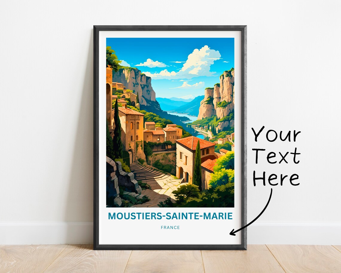 Moustiers-Sainte-Marie France Cliffside Village Valley Travel Poster - Image 2