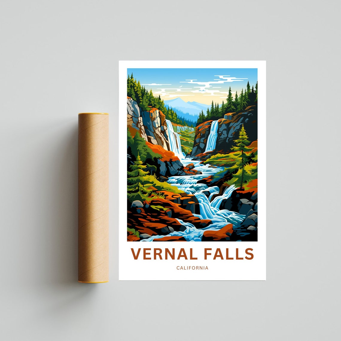 Personalized Vernal Falls California Canyon Waterfall Nature Poster - Image 4