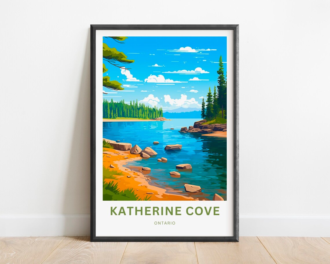 Katherine Cove Ontario Sandy Beach Bay Rocky Shore Scene Poster