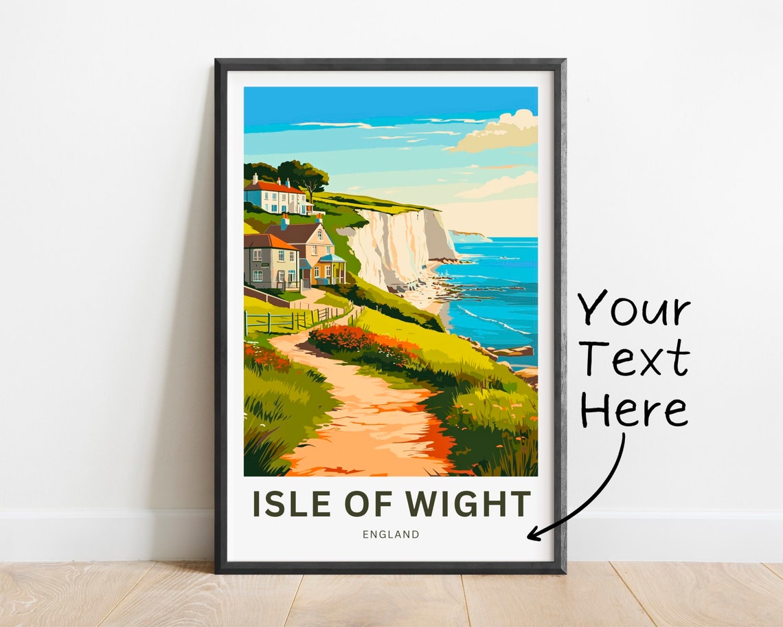 Isle of Wight England Chalk Cliffs Cottages Personalized Poster