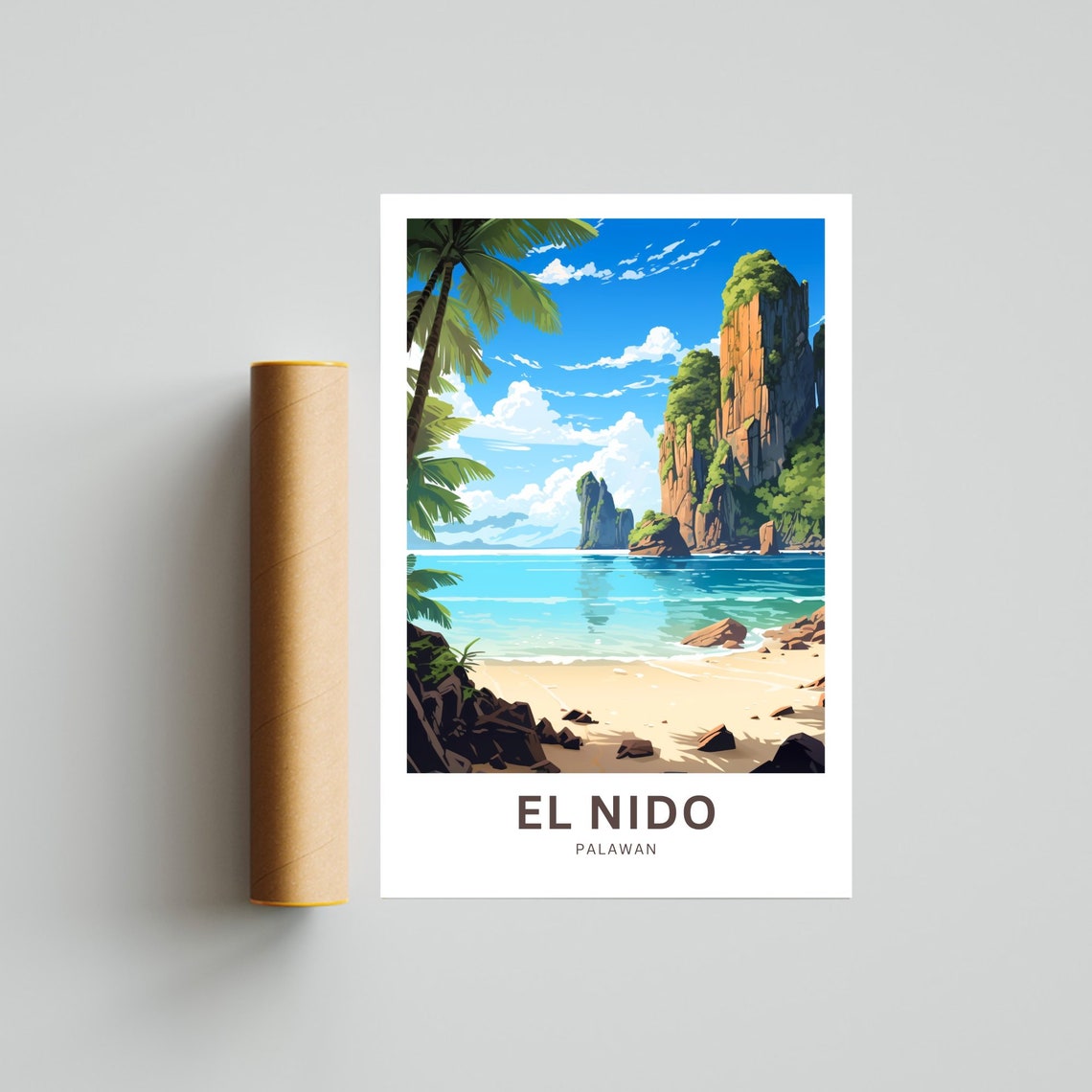 El Nido Palawan Limestone Cliffs Tropical Beach Scene Poster - Image 4