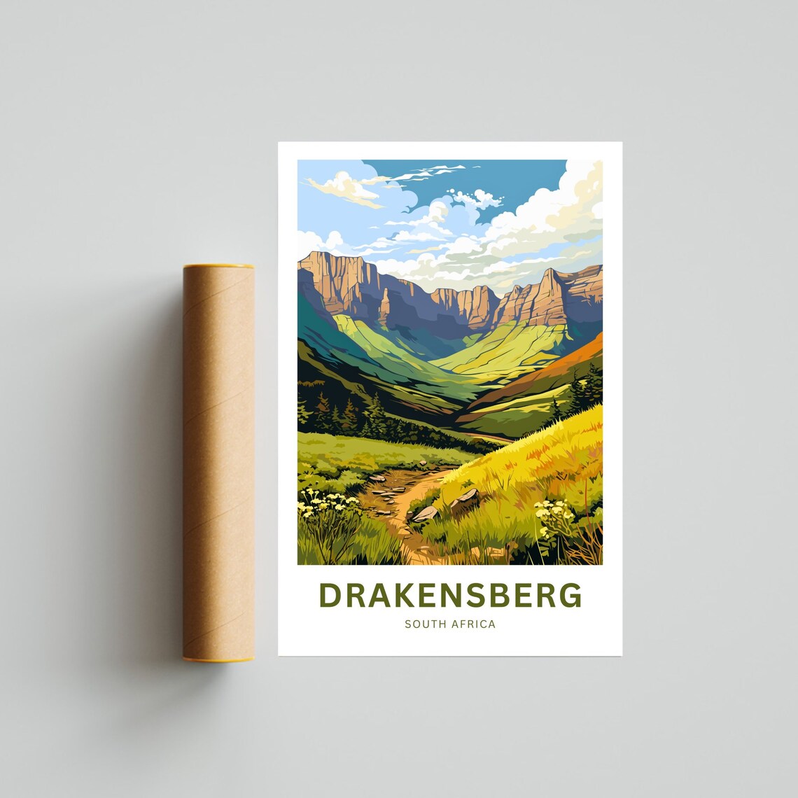 Drakensberg Travel Poster, South Africa Wall Art - Image 4