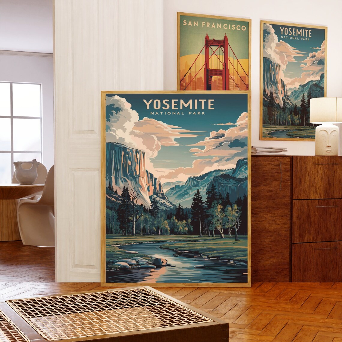 Yosemite National Park Vintage Poster with Granite Cliffs and River - Image 5