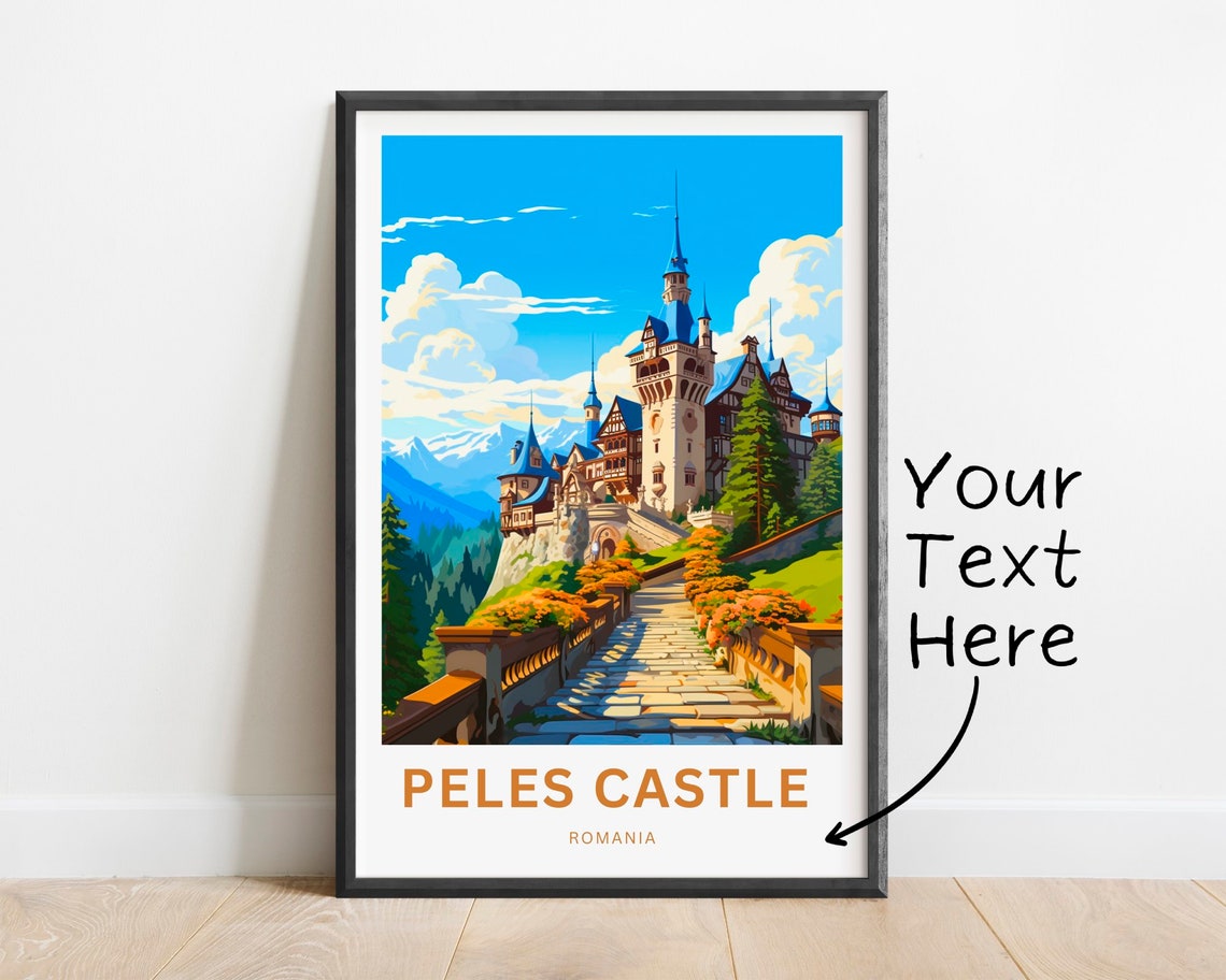 Peles Castle Romania Stone Path Mountain View Personalized Poster